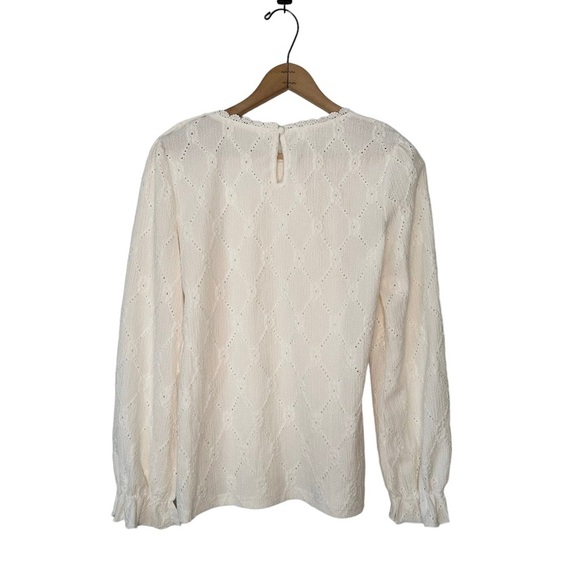 Cerise Blue | Cream Ling Sleeve Lace Top Size Medium - Picture 5 of 7